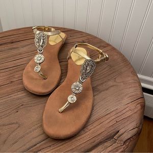 Nine West low heeled t strap gemstone sandal